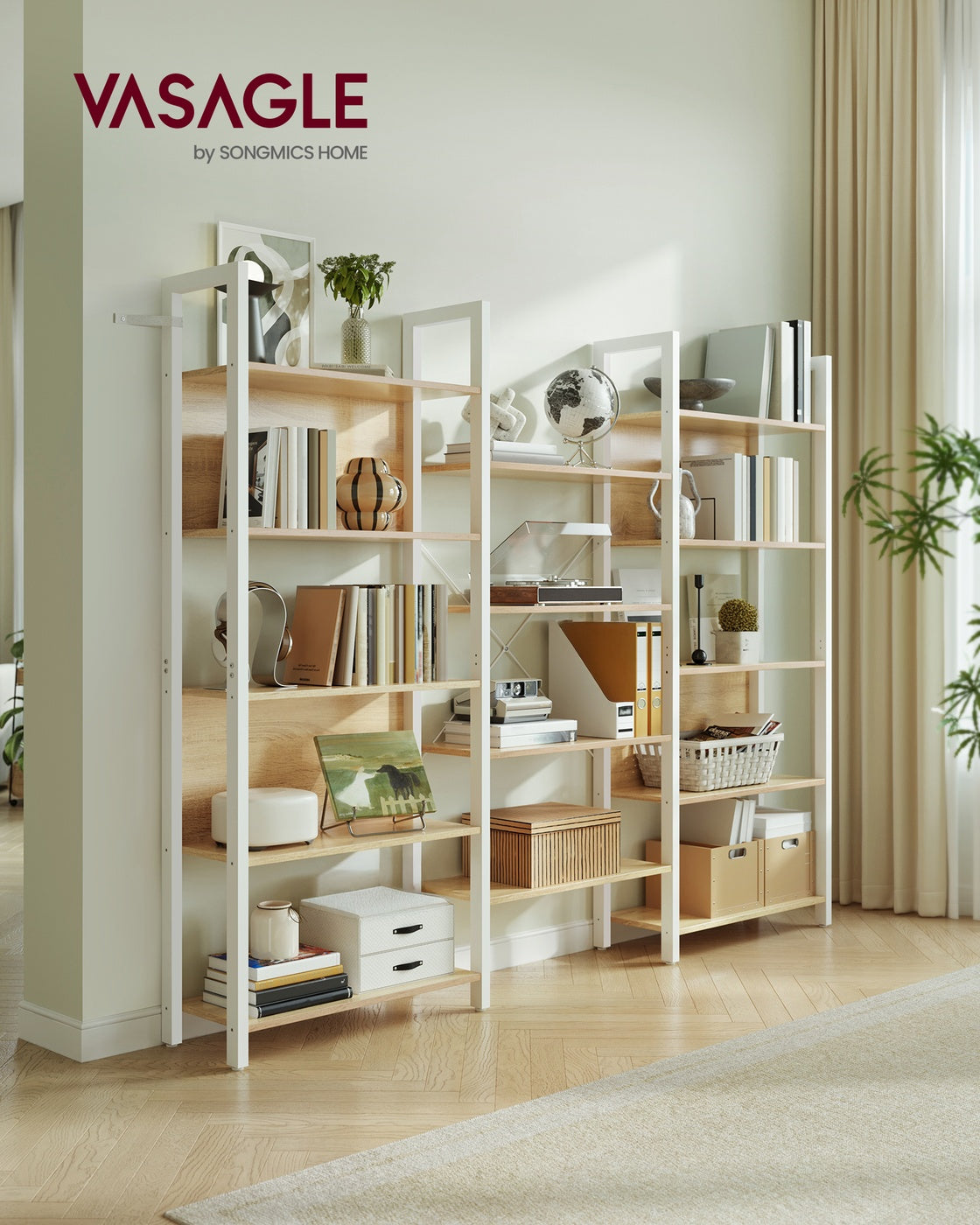 Bookcase Bookshelf - Wood and Steel - Golden Oak