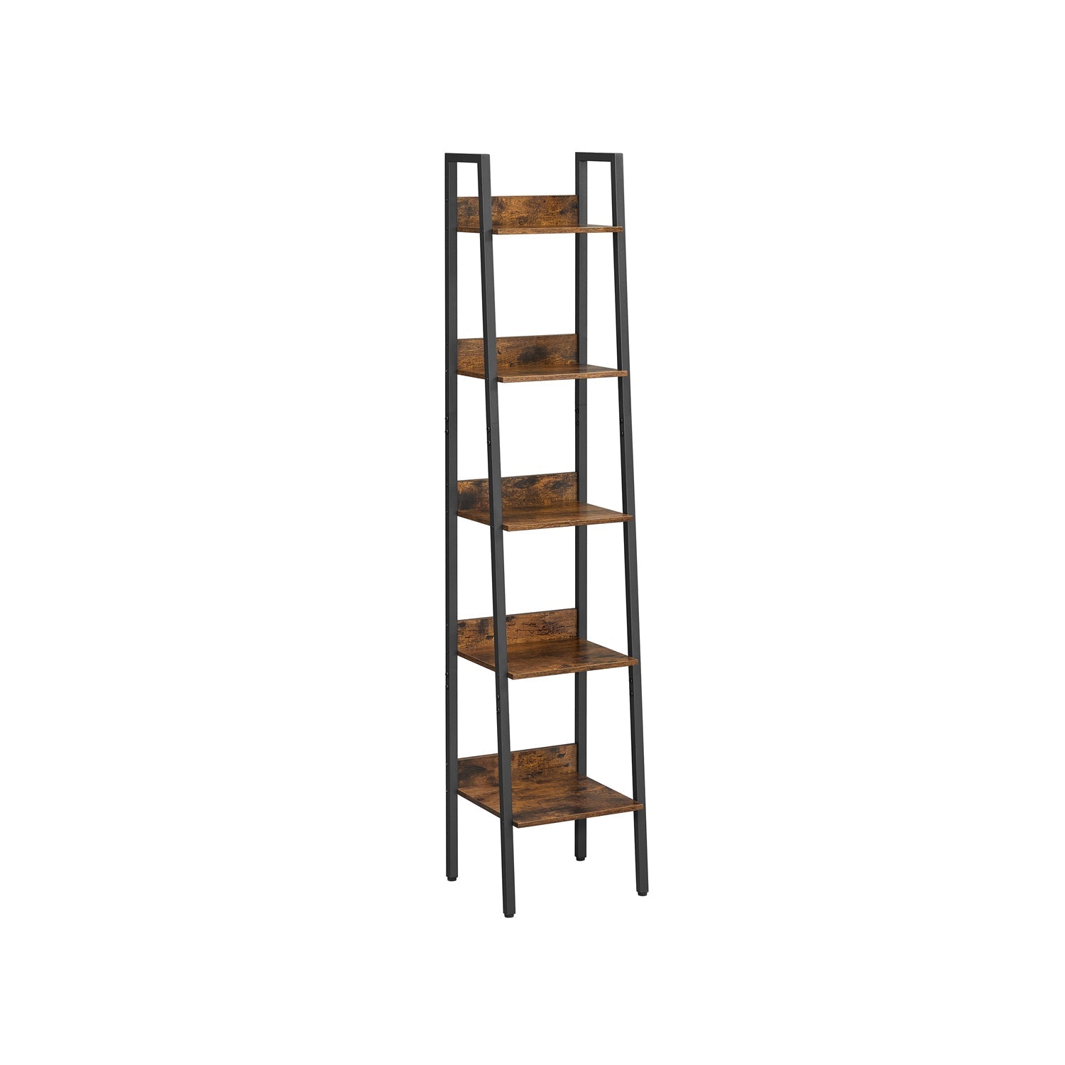 5-Tier Narrow Storage Shelf - Steel Frame - Rustic Brown and Black