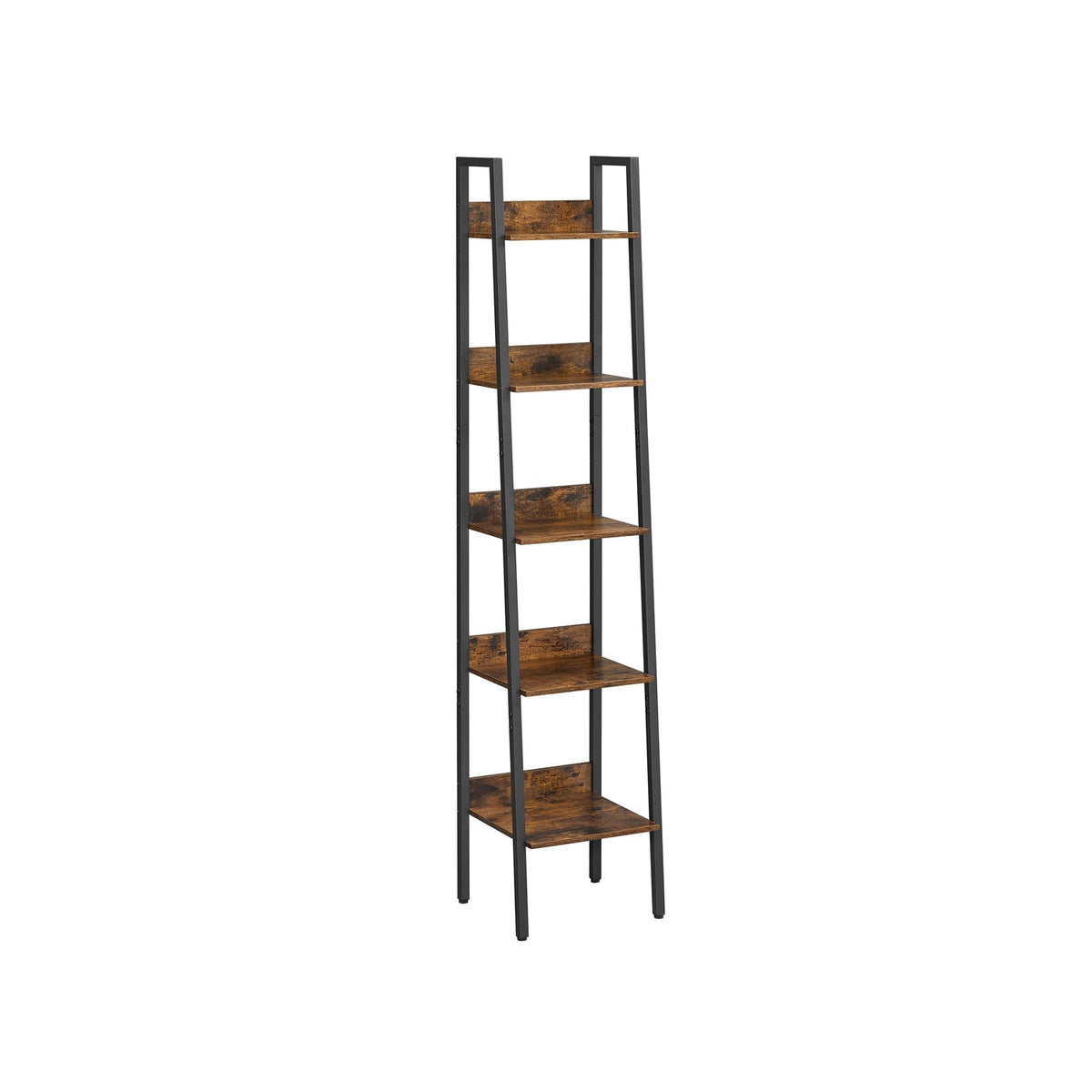 5-Tier Narrow Storage Shelf - Steel Frame - Rustic Brown and Black