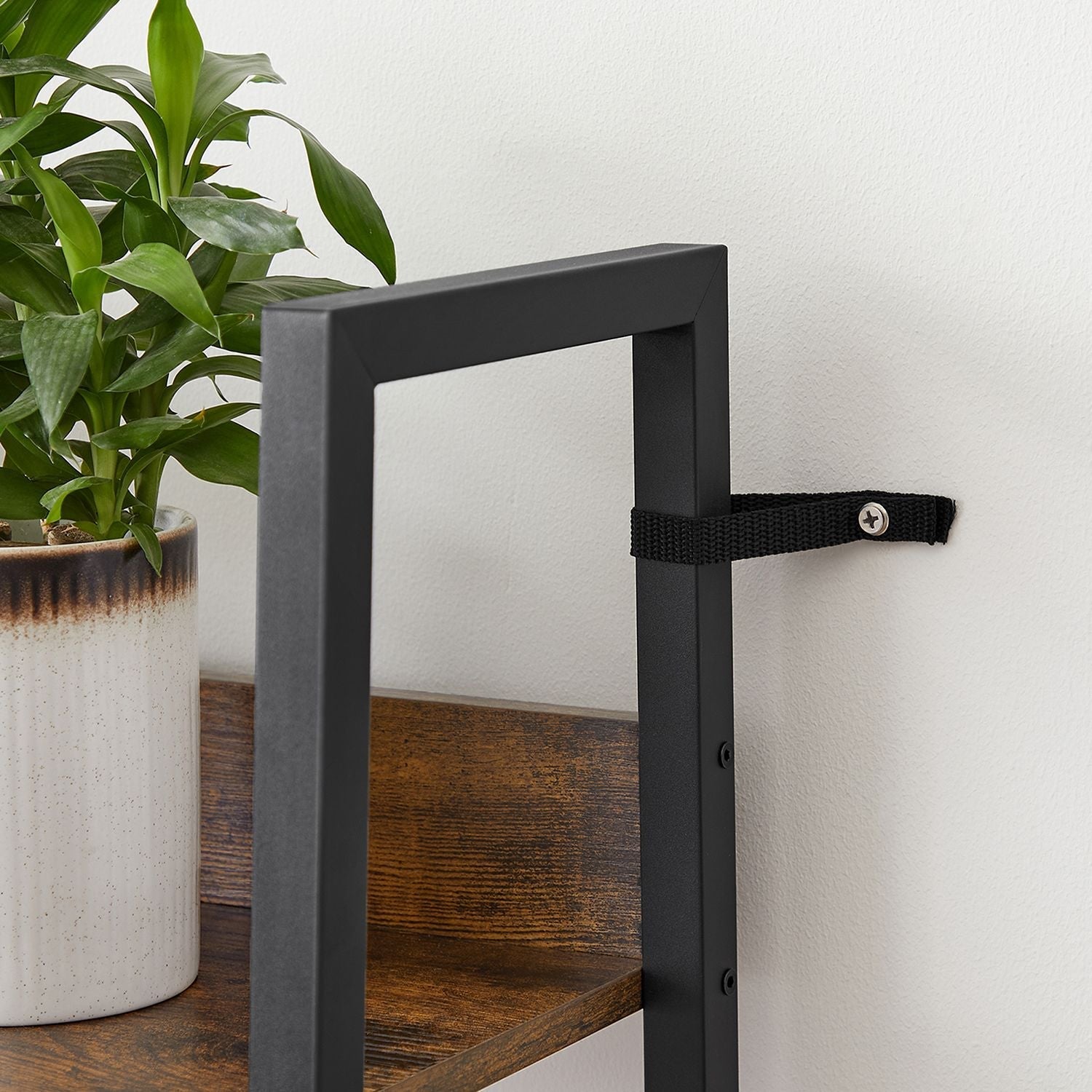 5-Tier Narrow Storage Shelf - Steel Frame - Rustic Brown and Black