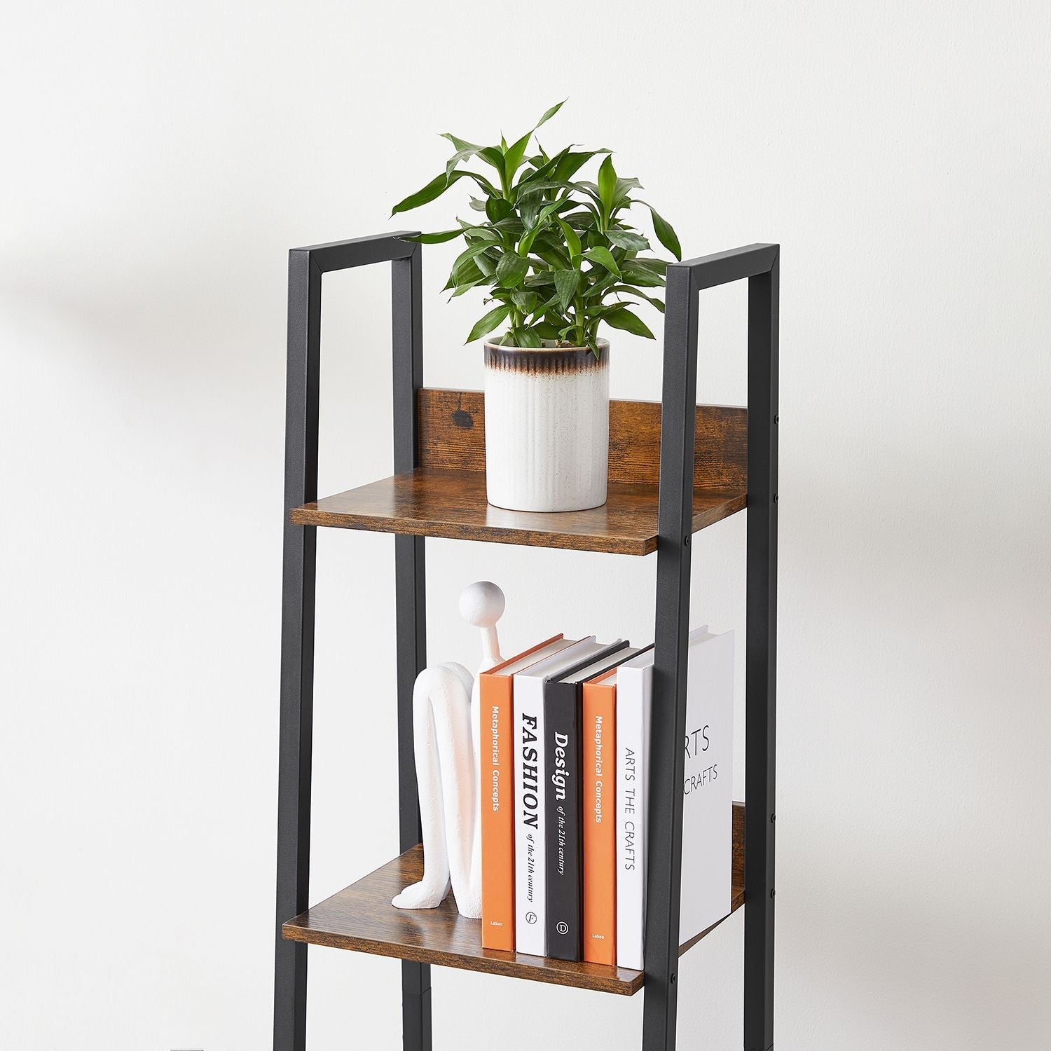 5-Tier Narrow Storage Shelf - Steel Frame - Rustic Brown and Black