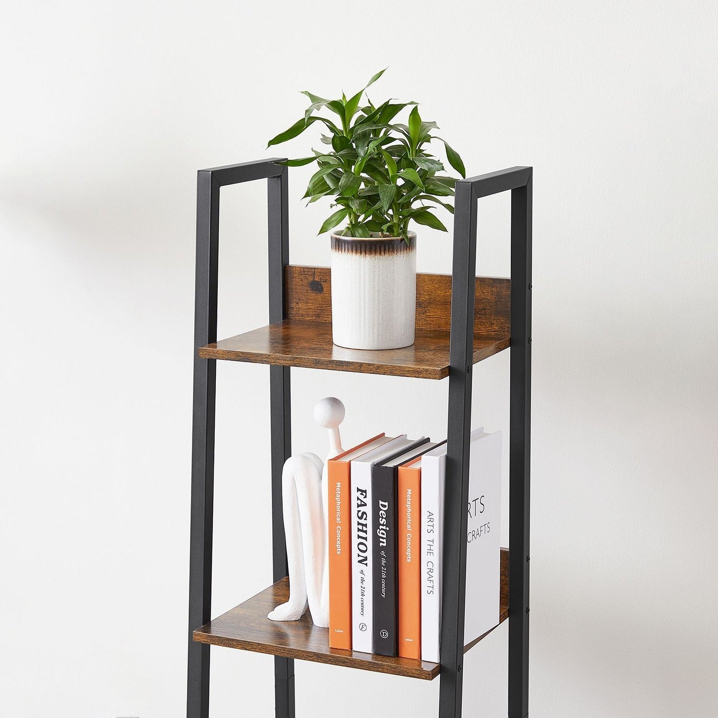 5-Tier Narrow Storage Shelf - Steel Frame - Rustic Brown and Black