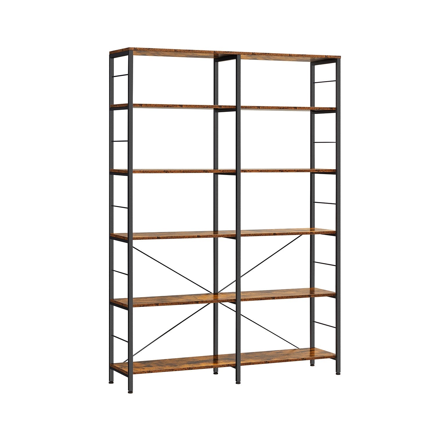 6-Tier Bookshelf - Engineered Wood - Rustic Brown and Black