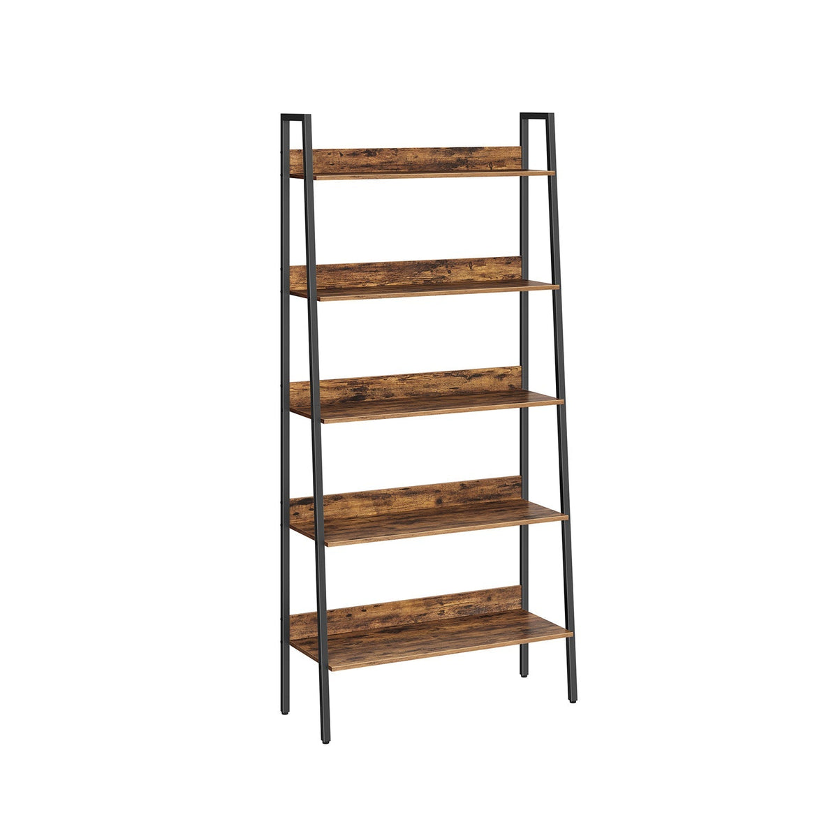 5-Tier Ladder Shelf - Metal - Rustic Brown