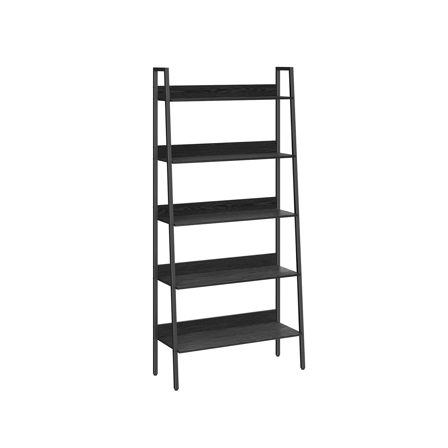 5-Tier Ladder Shelf - Metal - Ebony Black - Freestanding Design for Home and Office