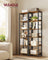 6-Tier Bookcase - Particleboard and Steel - Rustic Brown and Ink Black