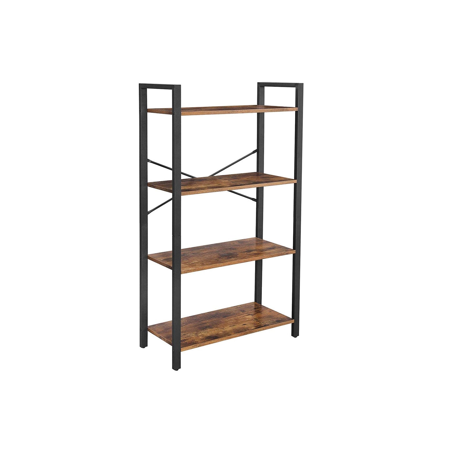 Bookcase - Iron - Rustic Brown - 4-Tier Industrial Ladder Shelf
