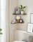 Industrial Floating Corner Shelves - Wood - Rustic Brown and Black - Space-Saving L-Shaped Design