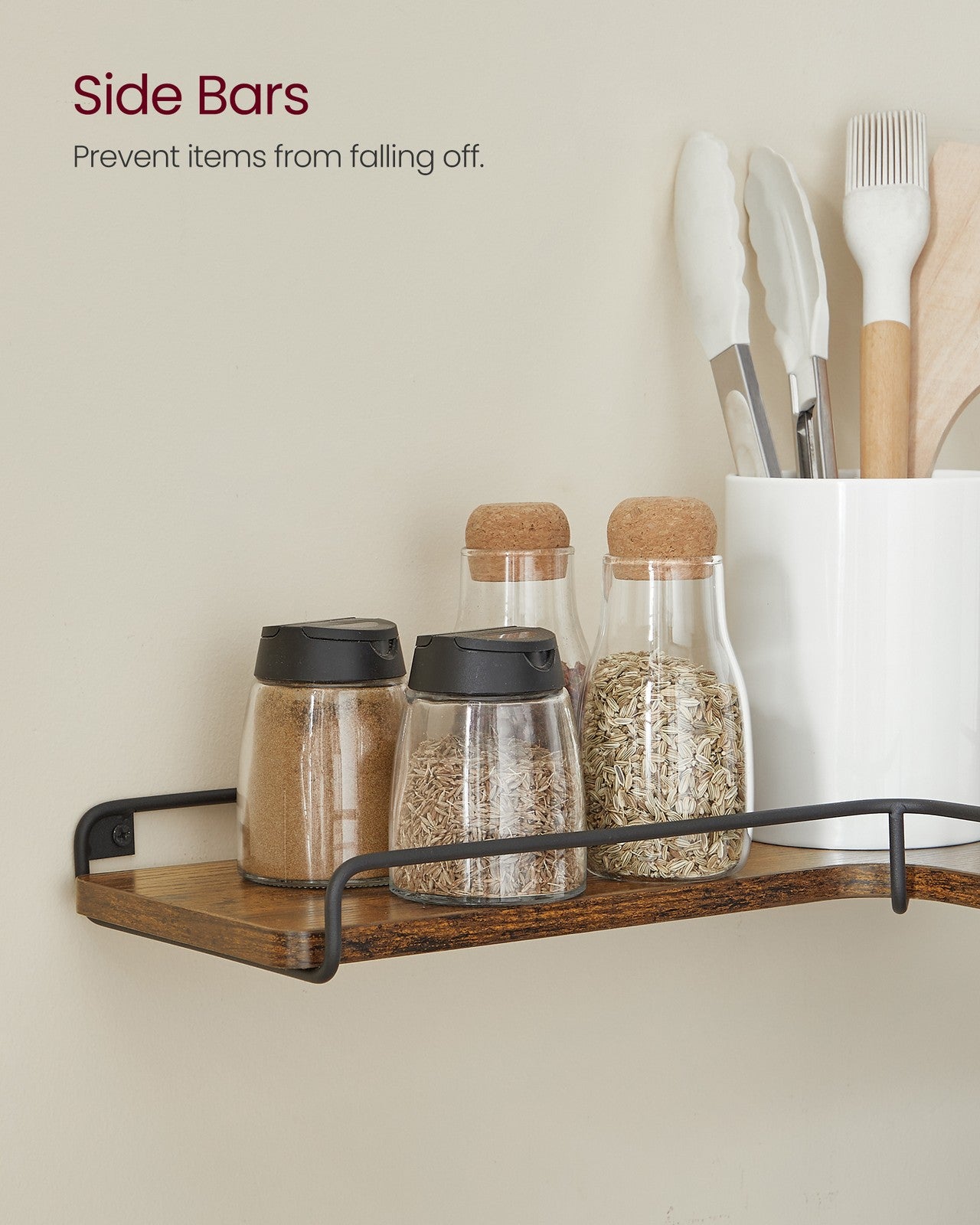 Industrial Floating Corner Shelves - Wood - Rustic Brown and Black - Space-Saving L-Shaped Design