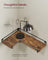 Set of -Shaped Floating Shelves - Wood and Steel - Rustic Brown