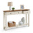 Console Table Narrow Sofa Table - Wood and solid wood - Honey Brown Vintage White - with 3 Drawers