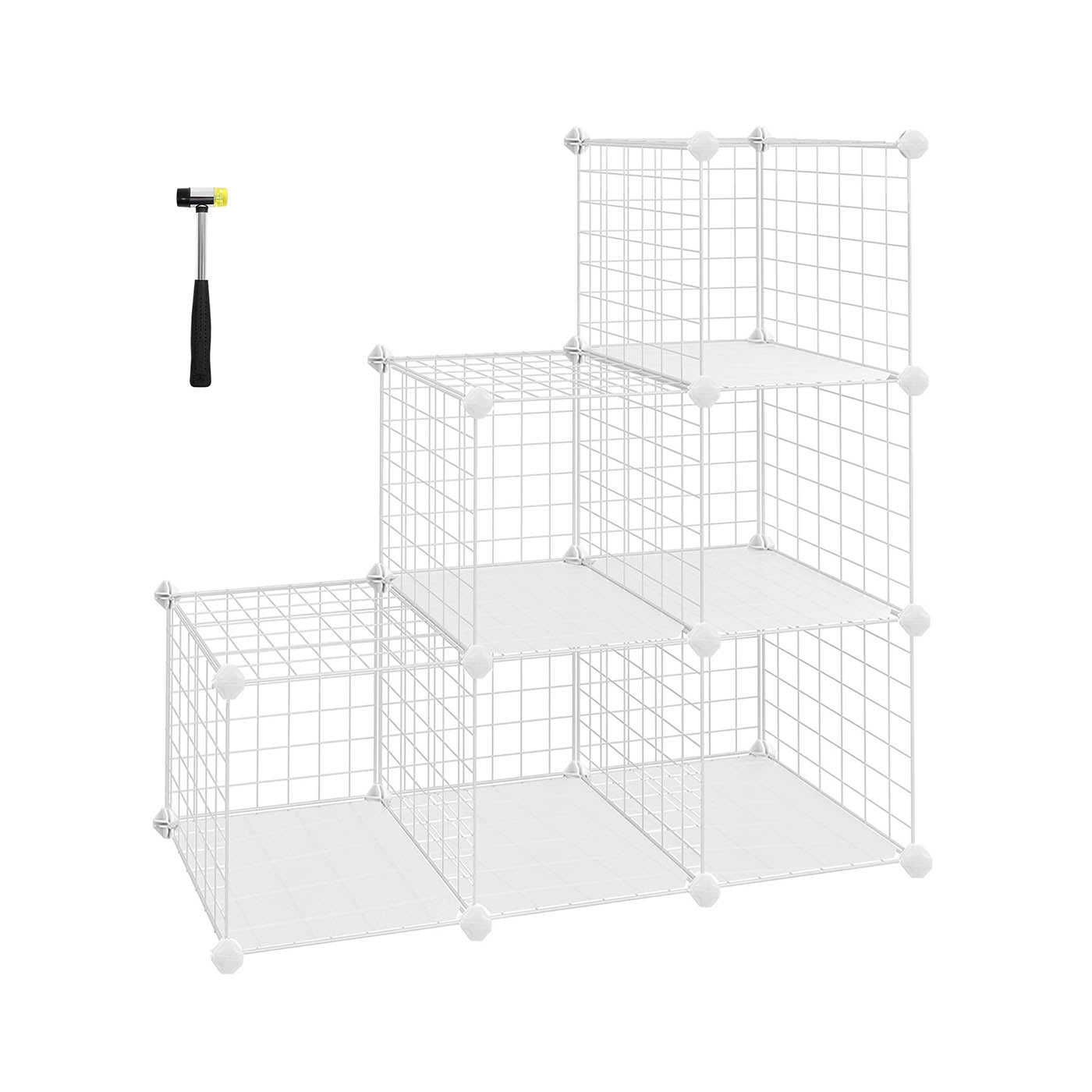Metal Wire Storage Rack - White - Interlocking 6-Cube Design for Versatile Organization