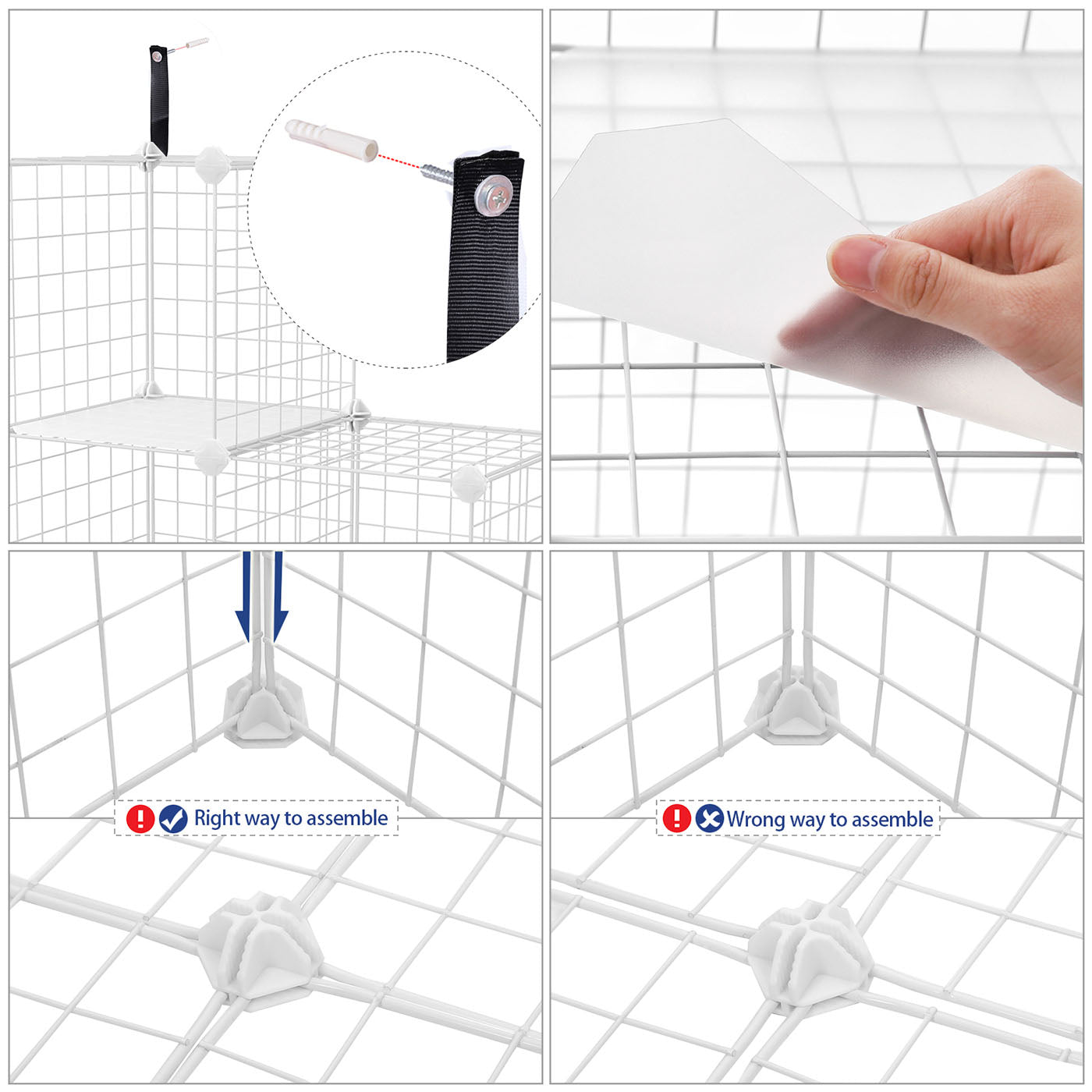 Metal Wire Storage Rack - White - Interlocking 6-Cube Design for Versatile Organization