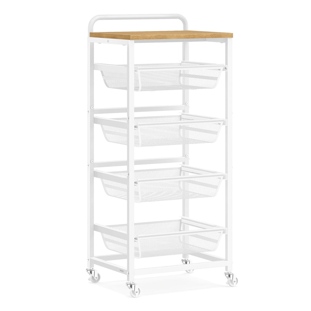5-Tier Storage Trolley - Wood and Steel - Golden Oak