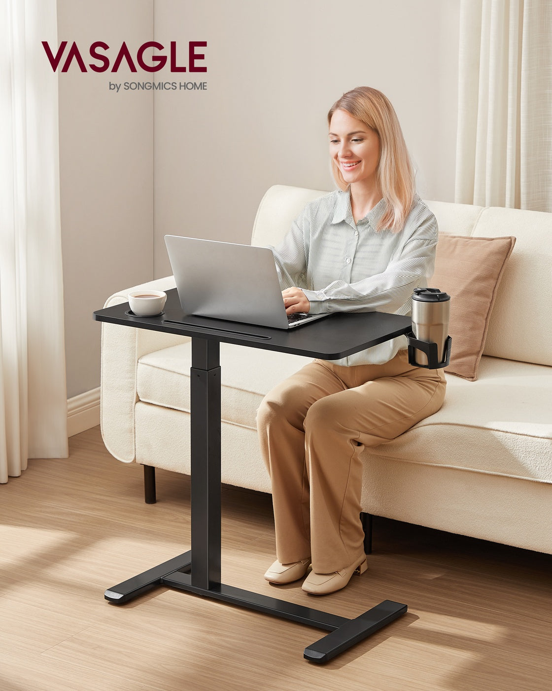 Overbed table - Steel and Wood - Ink Black
