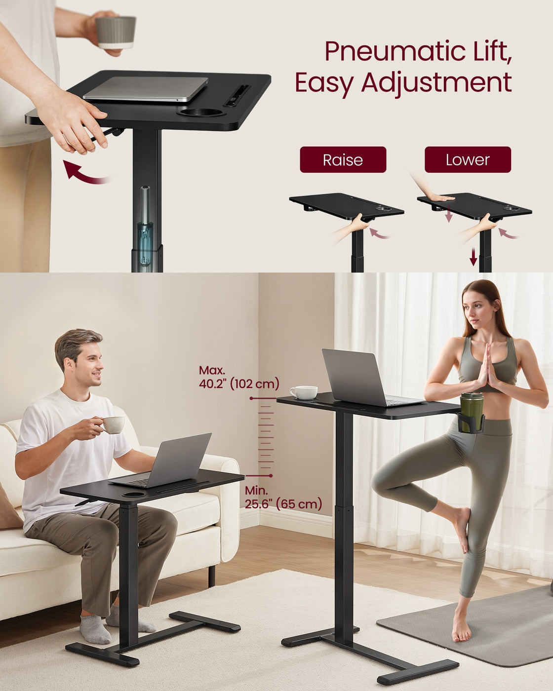 Overbed table - Steel and Wood - Ink Black