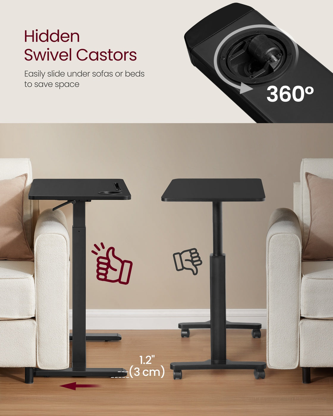 Overbed table - Steel and Wood - Ink Black