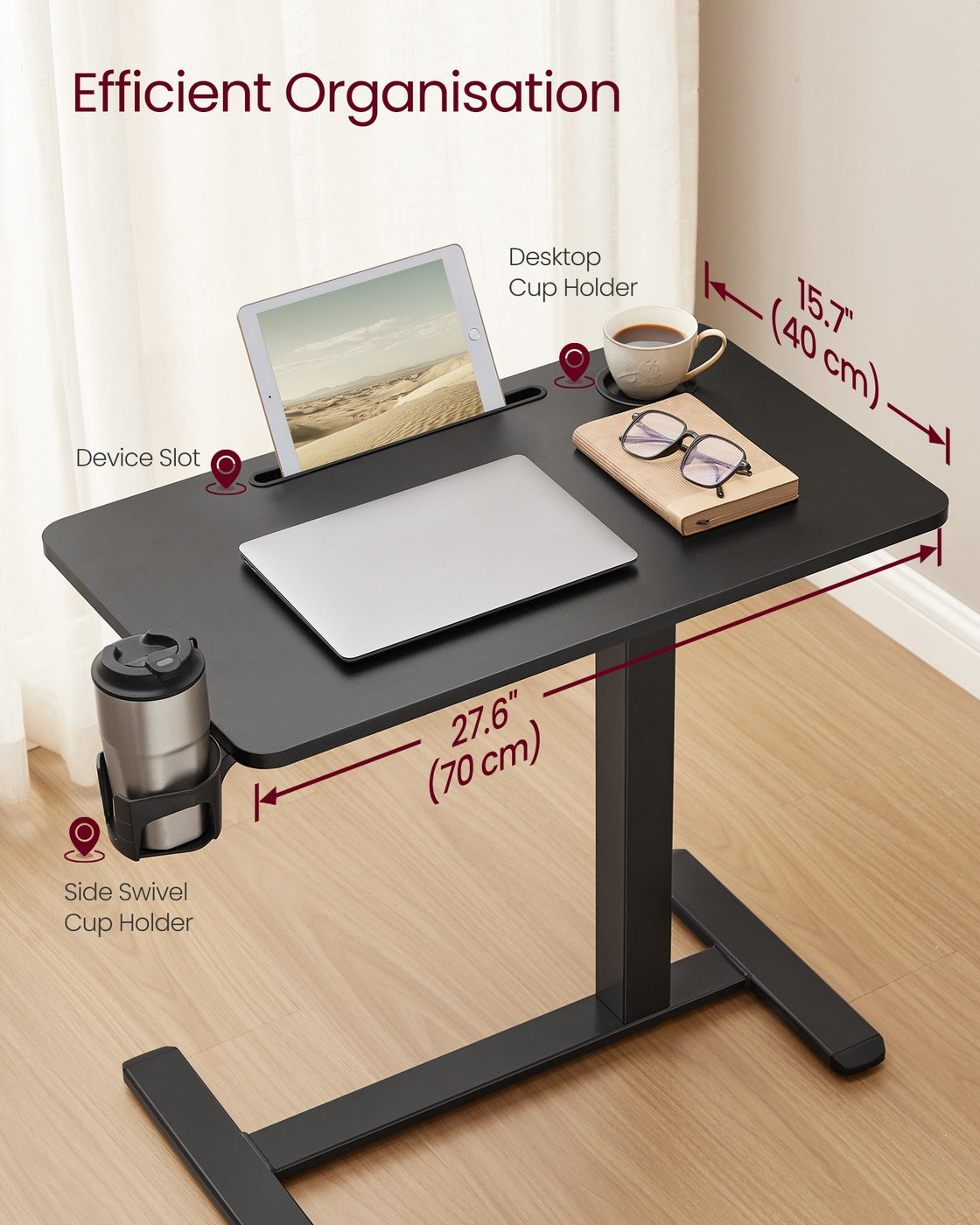 Overbed table - Steel and Wood - Ink Black