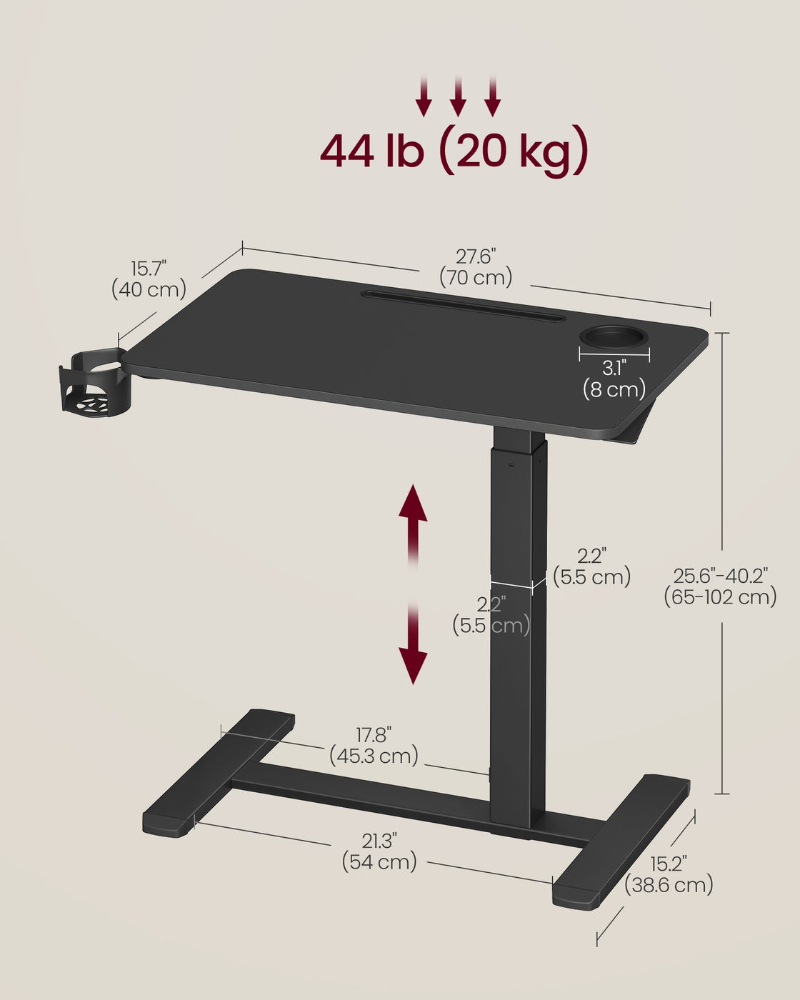 Overbed table - Steel and Wood - Ink Black