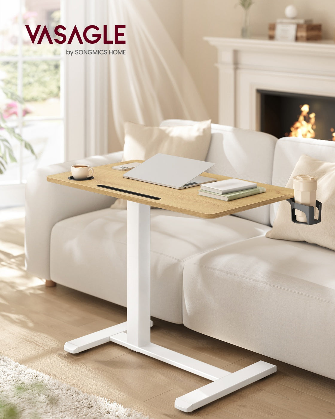 Overbed table - Steel and Wood - Golden Oak