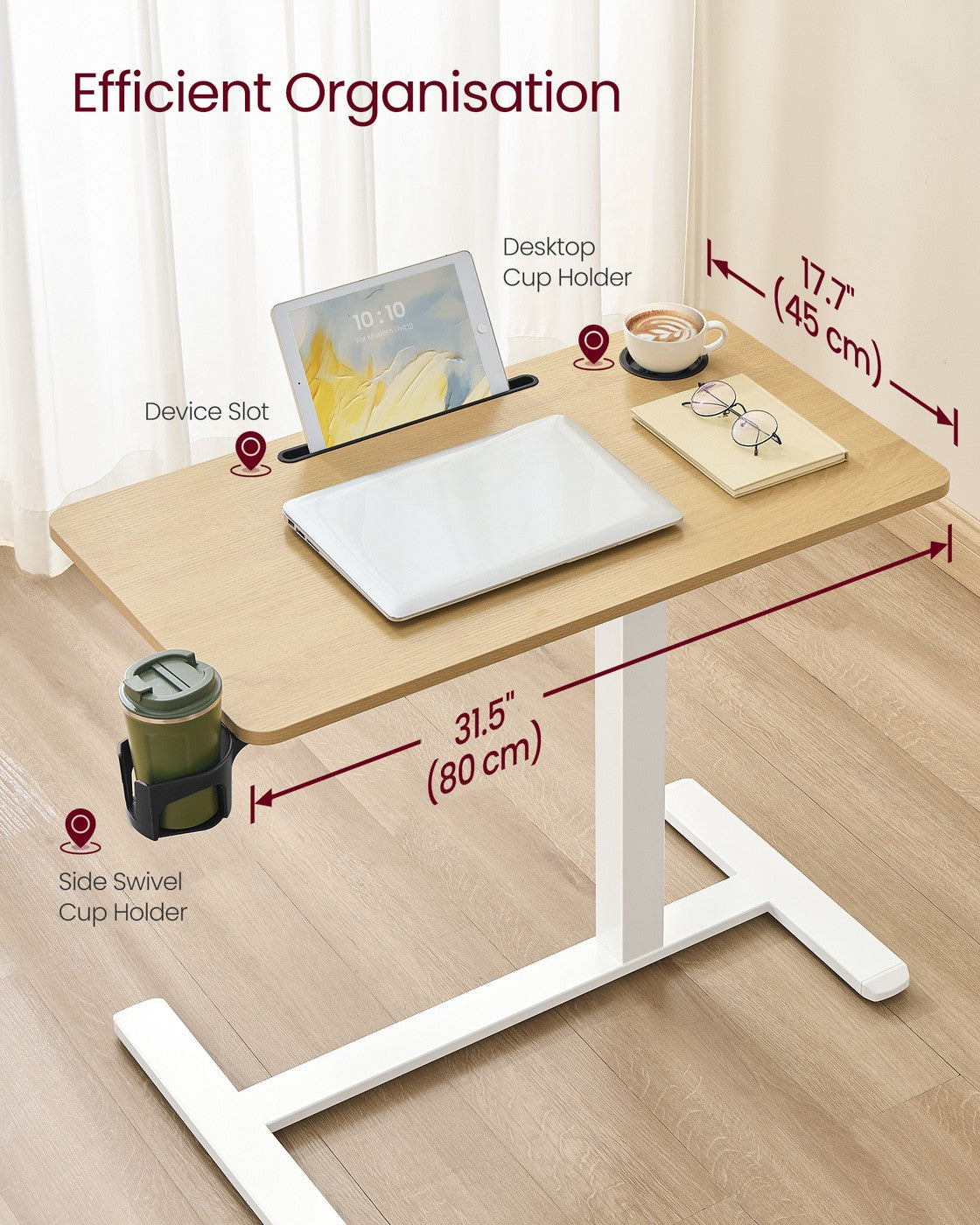 Overbed table - Steel and Wood - Golden Oak