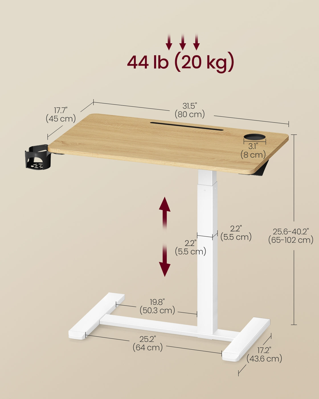 Overbed table - Steel and Wood - Golden Oak
