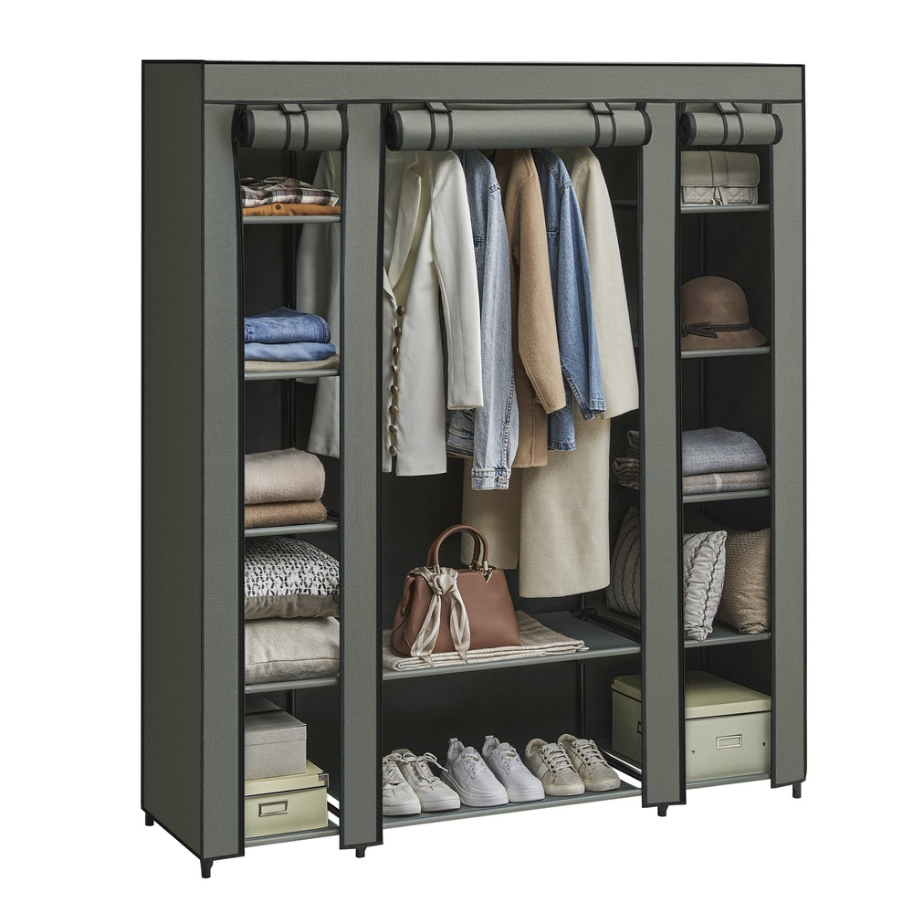 Portable Fabric Wardrobe - Fabric and Metal Tube - Sage Green