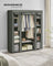 Portable Fabric Wardrobe - Fabric and Metal Tube - Sage Green