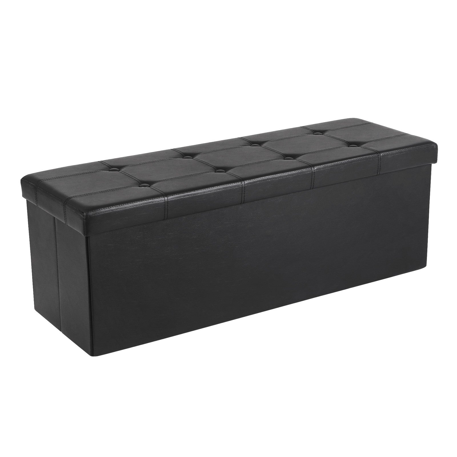 Cube Ottoman - Fabric - Ink Black - Foldable with Storage and 300kg Capacity