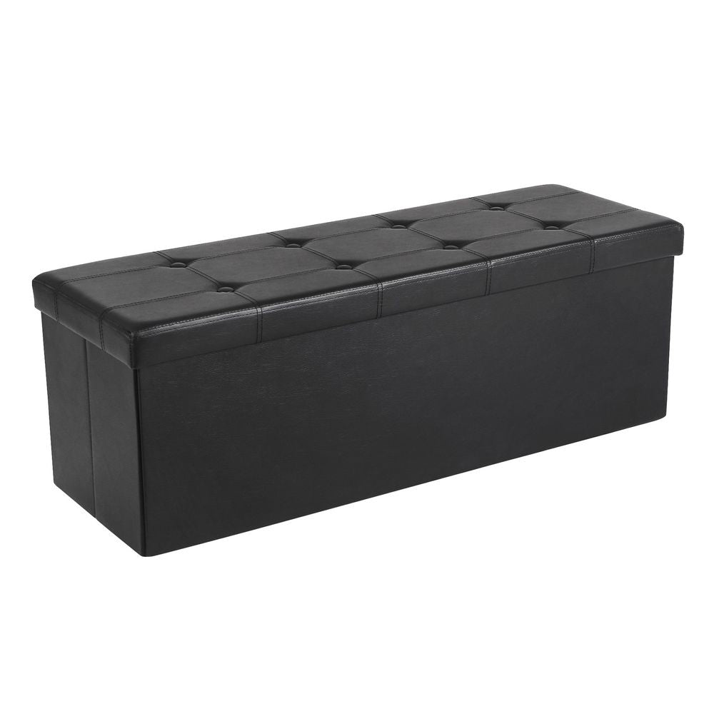 Storage Ottoman - Fabric - Dark Grey - Foldable with Storage