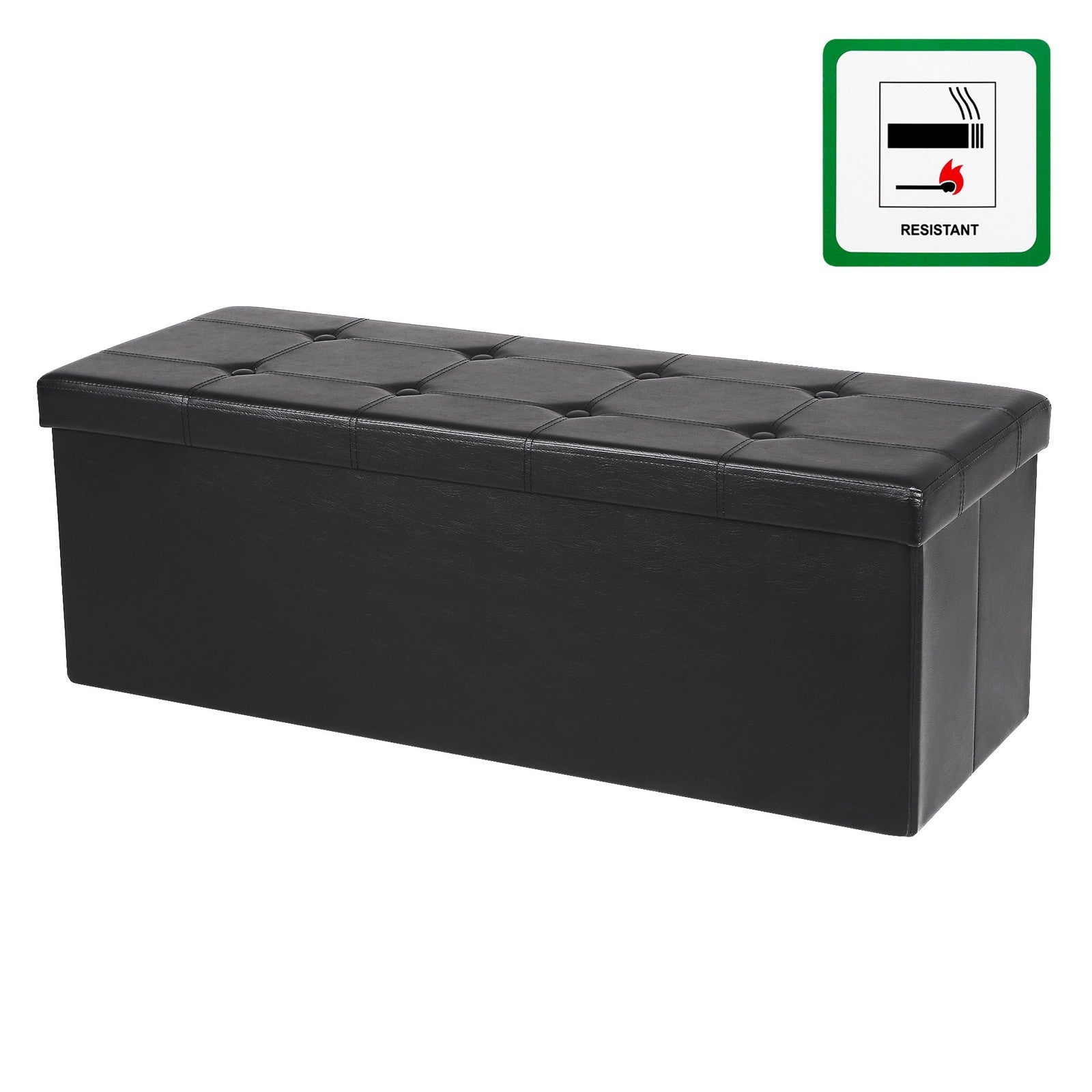 Cube Ottoman - Fabric - Ink Black - Foldable with Storage and 300kg Capacity