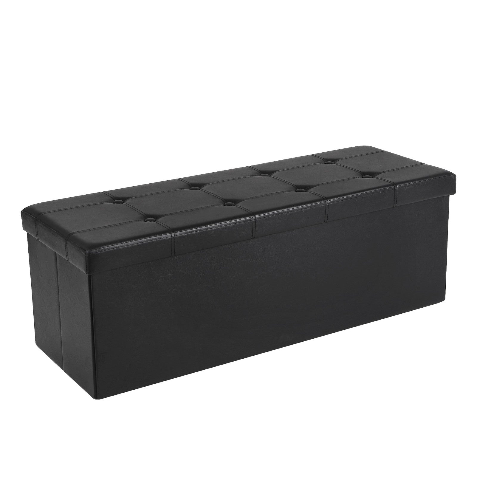 Cube Ottoman - Fabric - Ink Black - Foldable with Storage and 300kg Capacity
