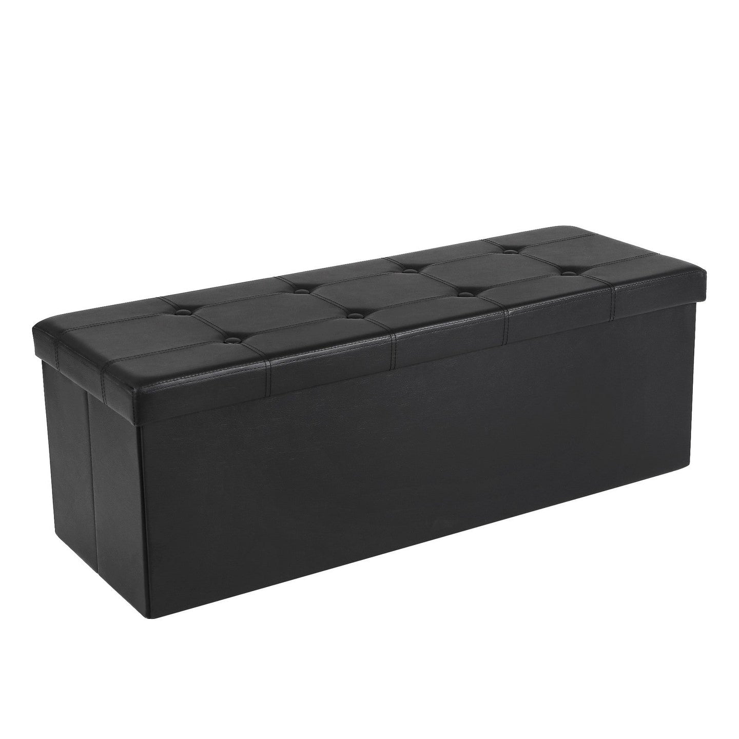 Cube Ottoman - Fabric - Ink Black - Foldable with Storage and 300kg Capacity