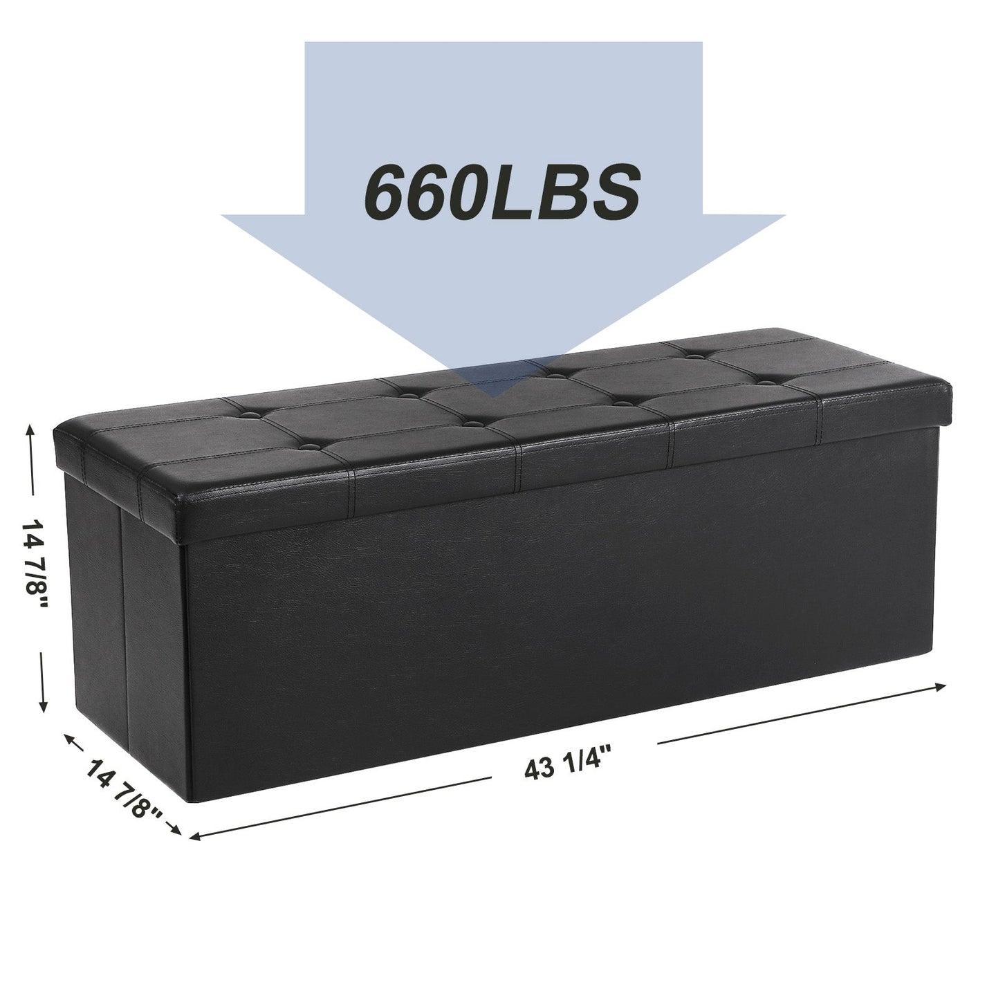 Cube Ottoman - Fabric - Ink Black - Foldable with Storage and 300kg Capacity