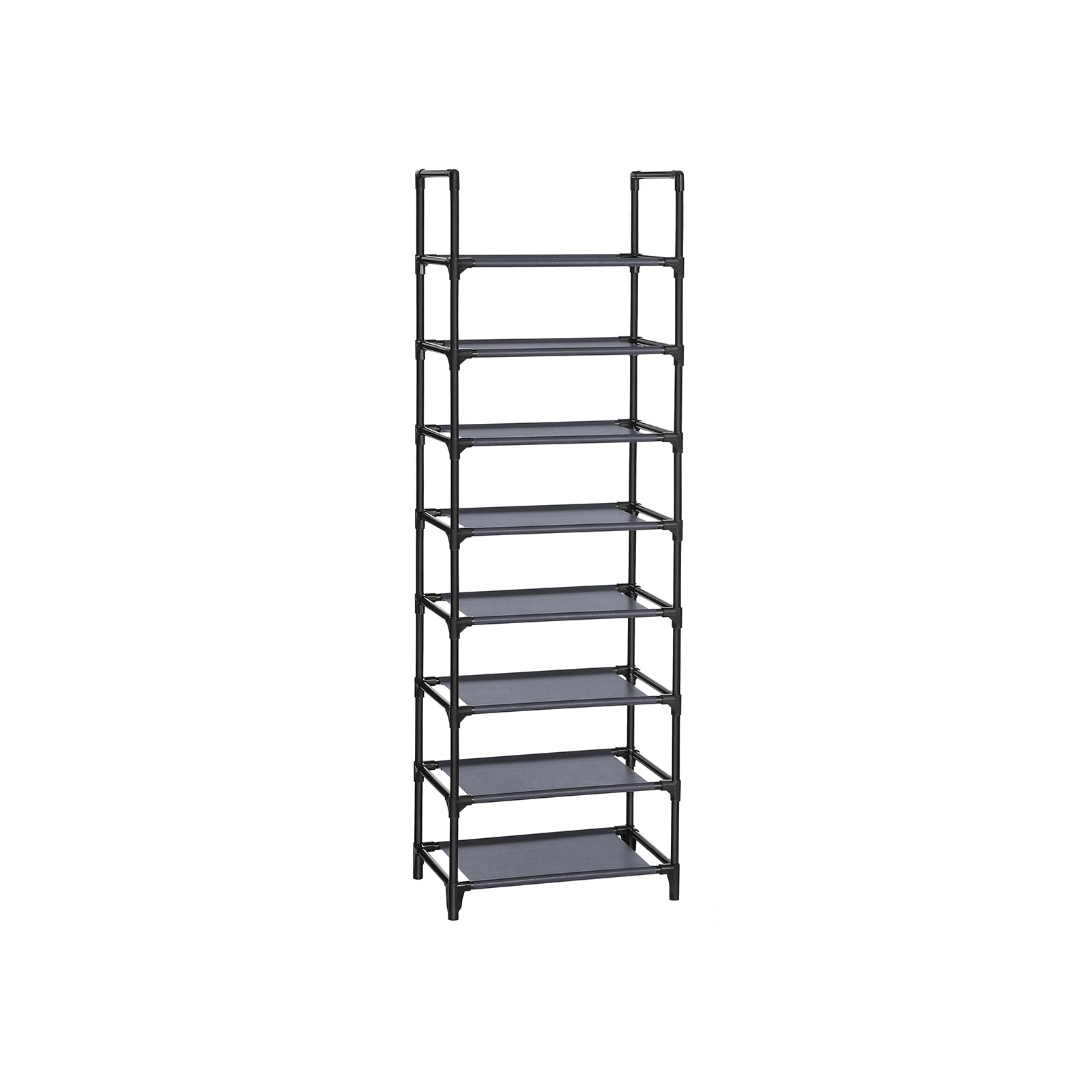 Shoe Organiser Rack - 8-Tier, Holds 16-20 Pairs - Metal - Grey