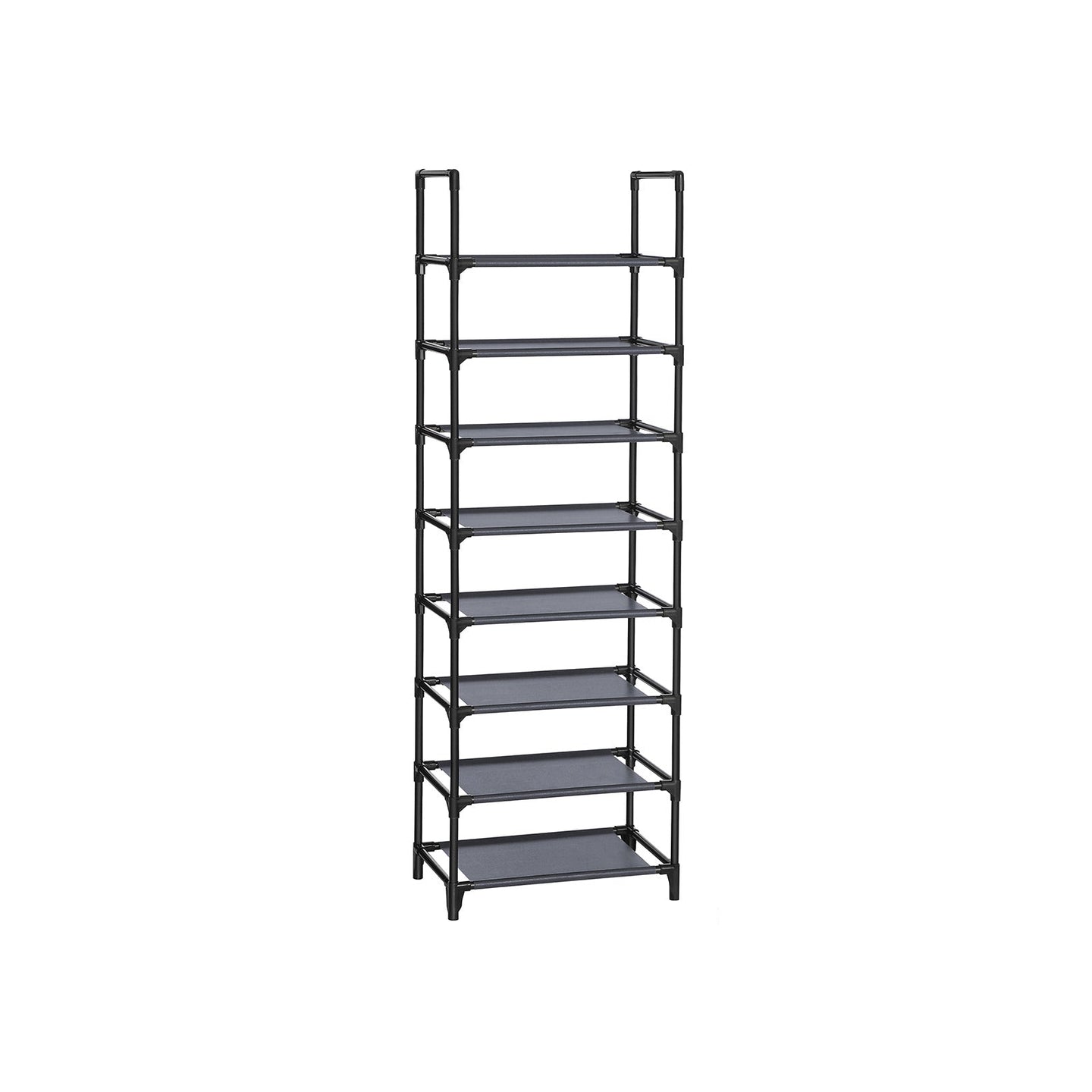 Shoe Organiser Rack - 8-Tier, Holds 16-20 Pairs - Metal - Grey