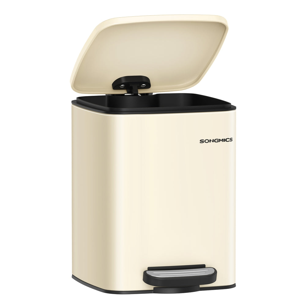 Kitchen Bin 1.6-Gallon ( ) Trash Bin - Stainless Steel and Plastic - Sand Beige