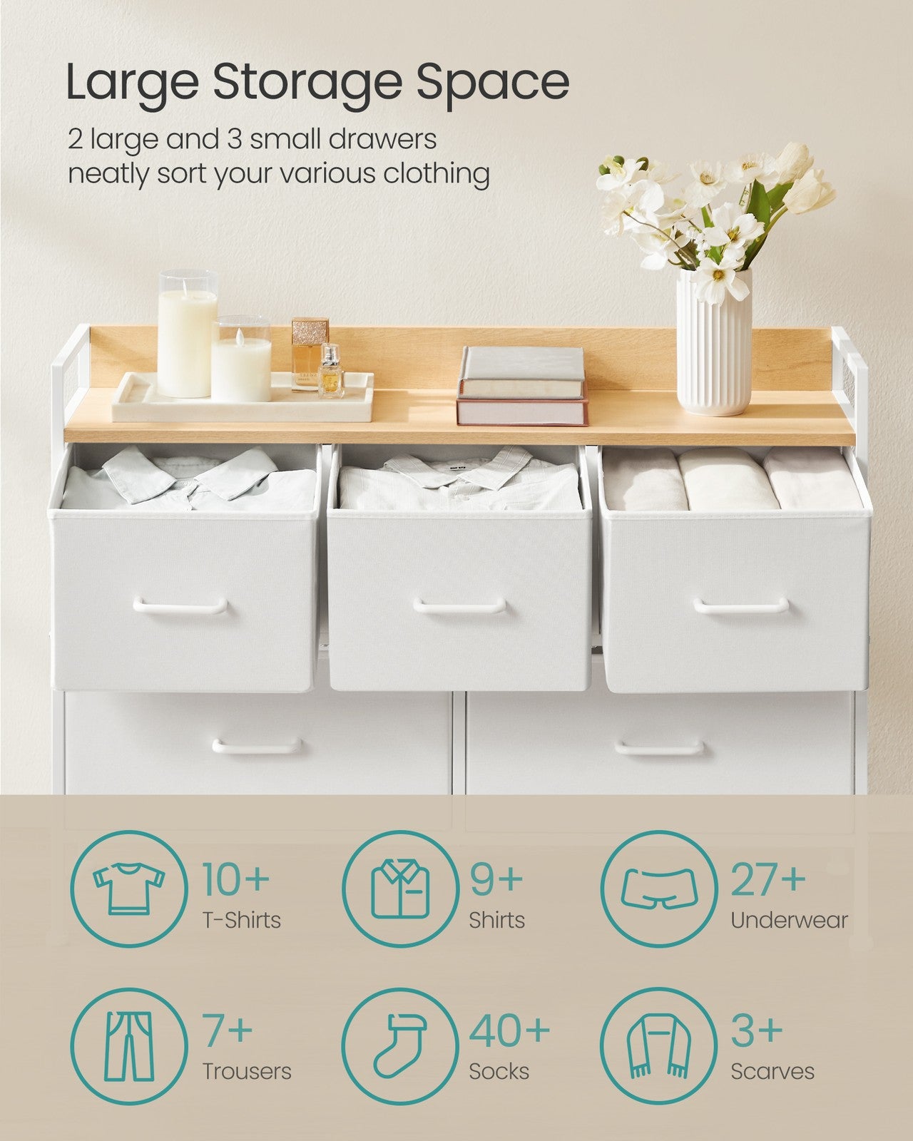 Chest of Drawers - Wood and MDF - Cloud White