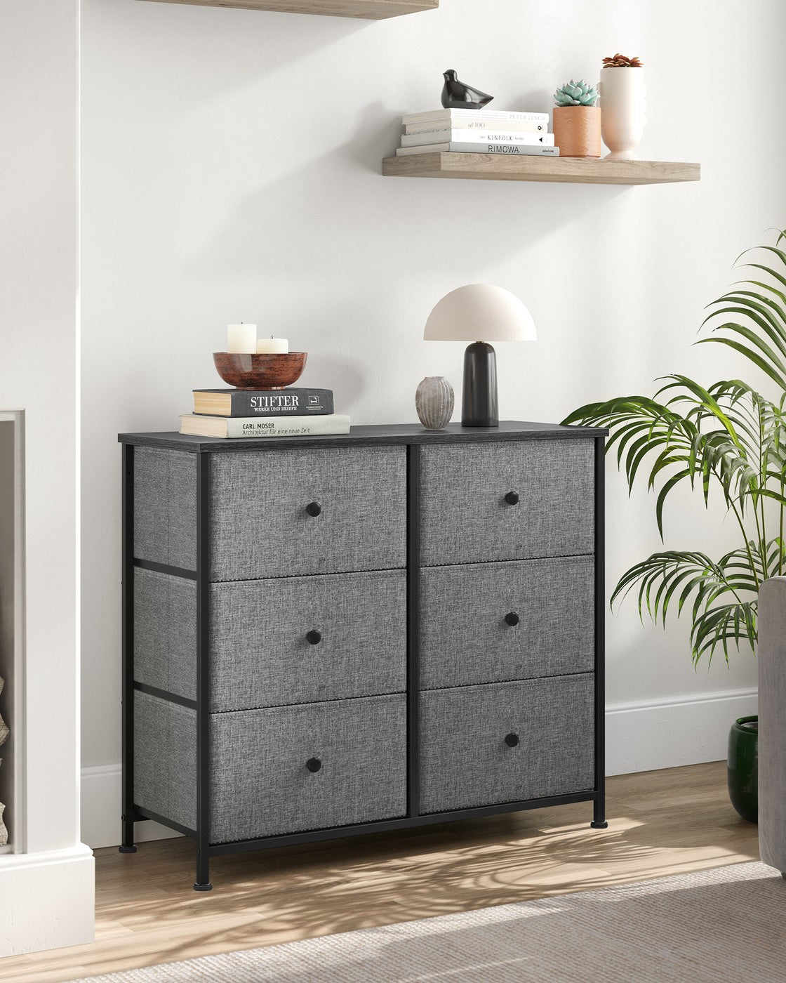 Chest of Drawers - Wood Top and Steel - Grey