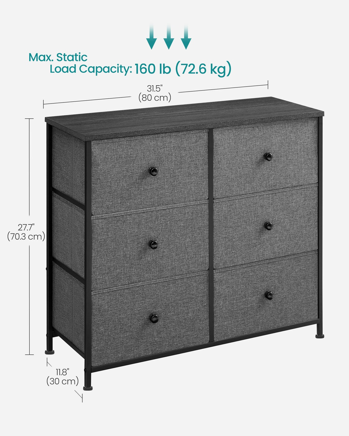 Chest of Drawers - Wood Top and Steel - Grey