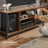 TV Stand - Wood - Rustic Brown and Black - Open Shelves for Up to 60 Inches
