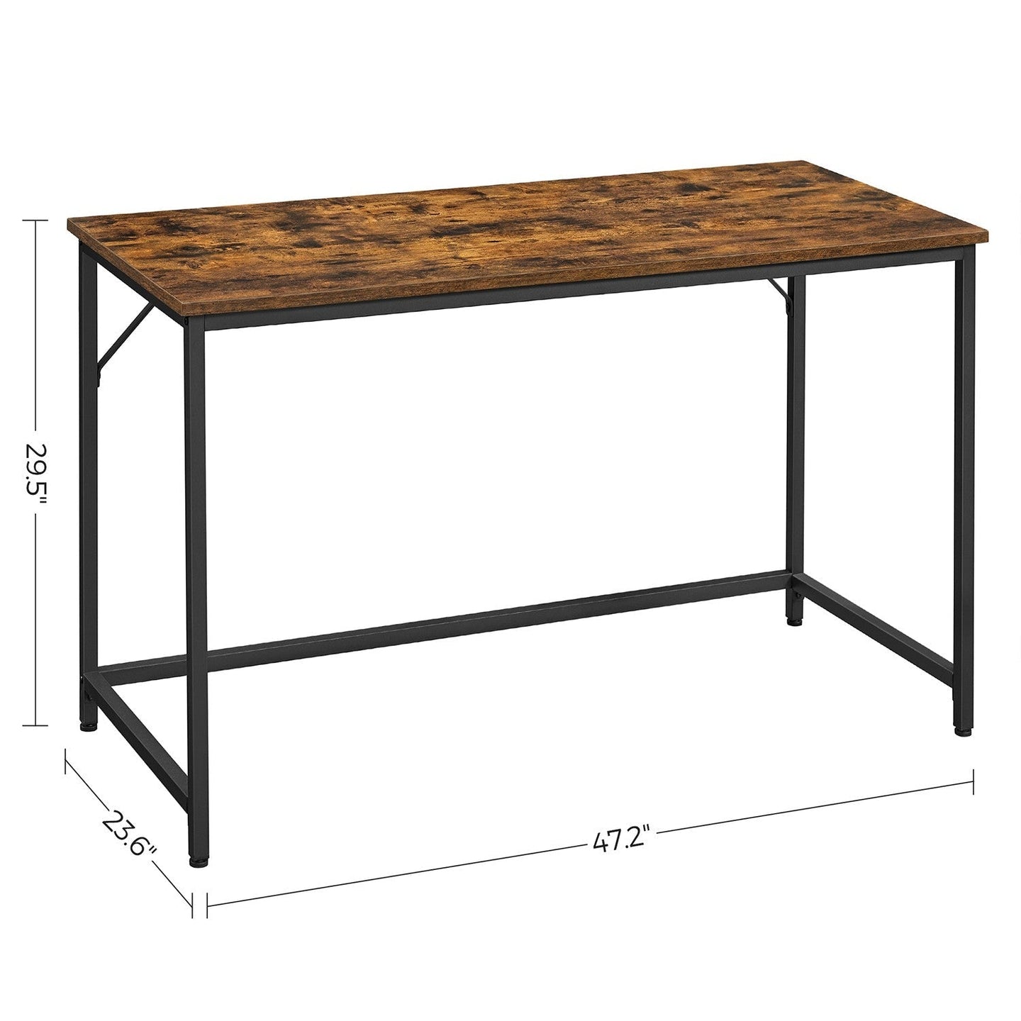 Small Office Desk - Metal - Rustic Brown