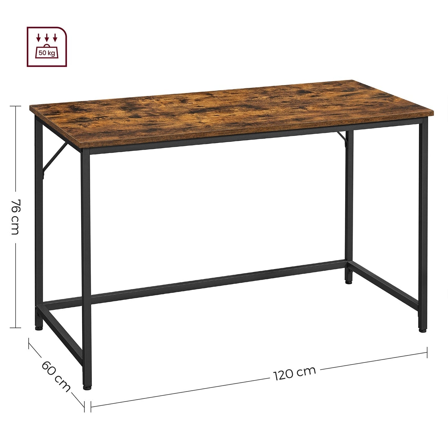 Small Office Desk - Metal - Rustic Brown