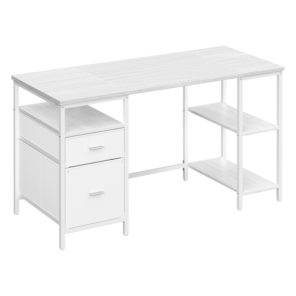 Computer Desk - Wood and Steel - Maple White and Cloud White