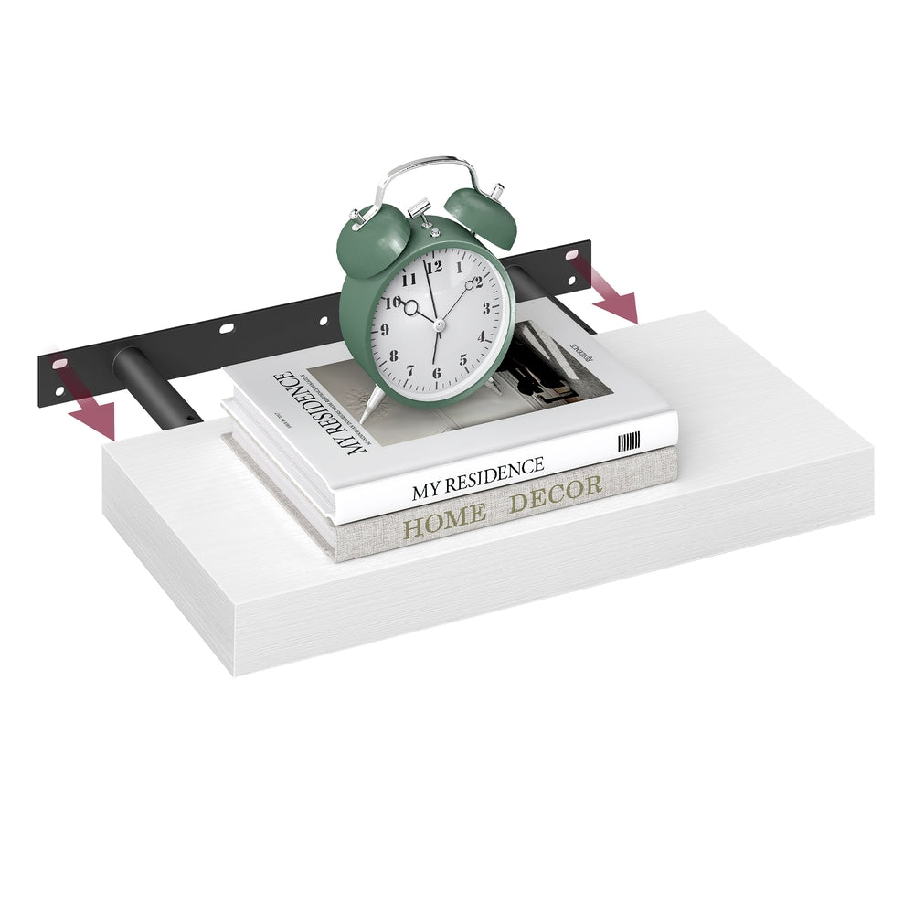 Wall Shelf Floating Shelf White - MDF and Steel - Snow White