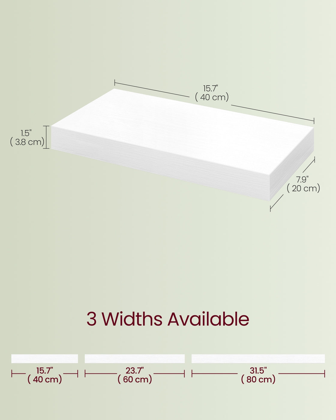 Wall Shelf Floating Shelf White - MDF and Steel - Snow White