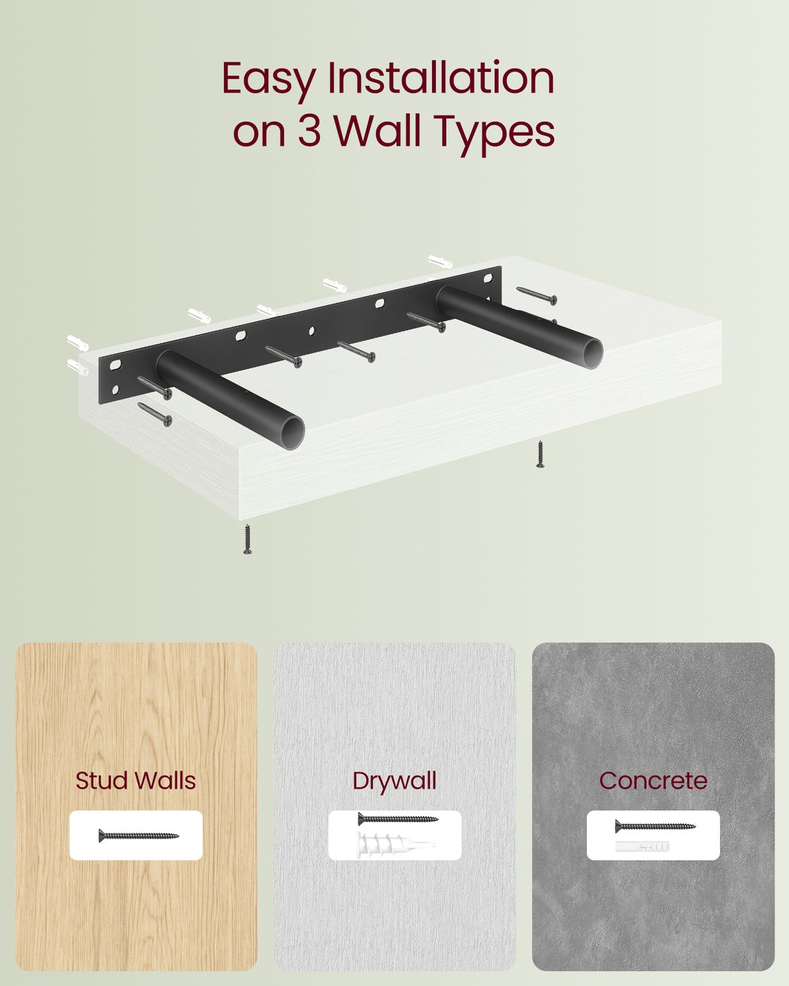 Wall Shelf Floating Shelf White - MDF and Steel - Snow White