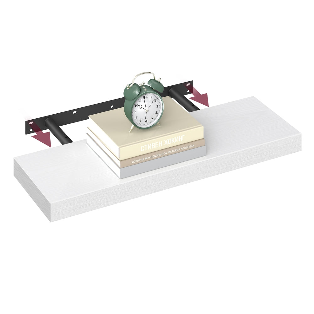 Wall Shelf Floating Shelf - MDF and Steel - Snow White