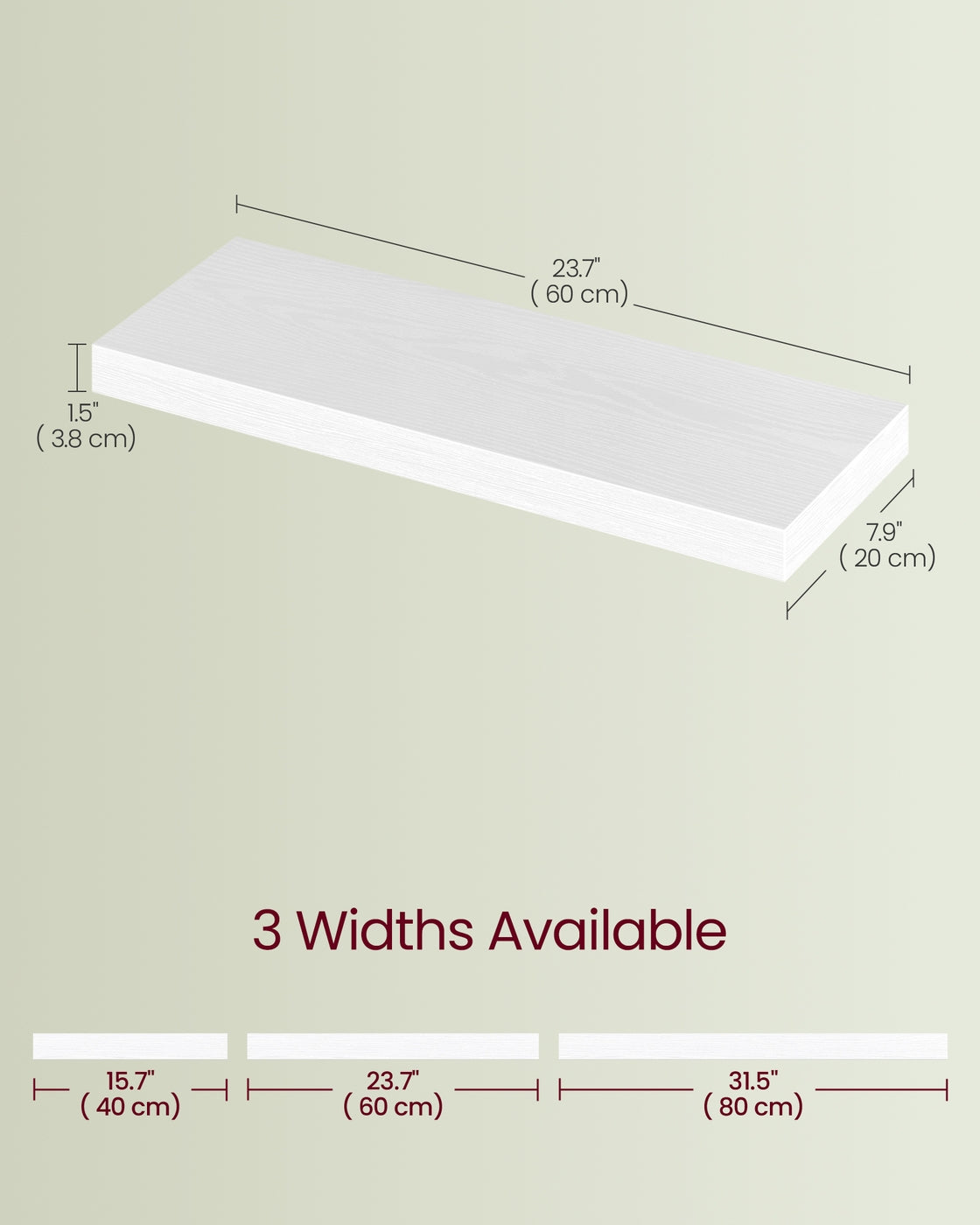 Wall Shelf Floating Shelf - MDF and Steel - Snow White
