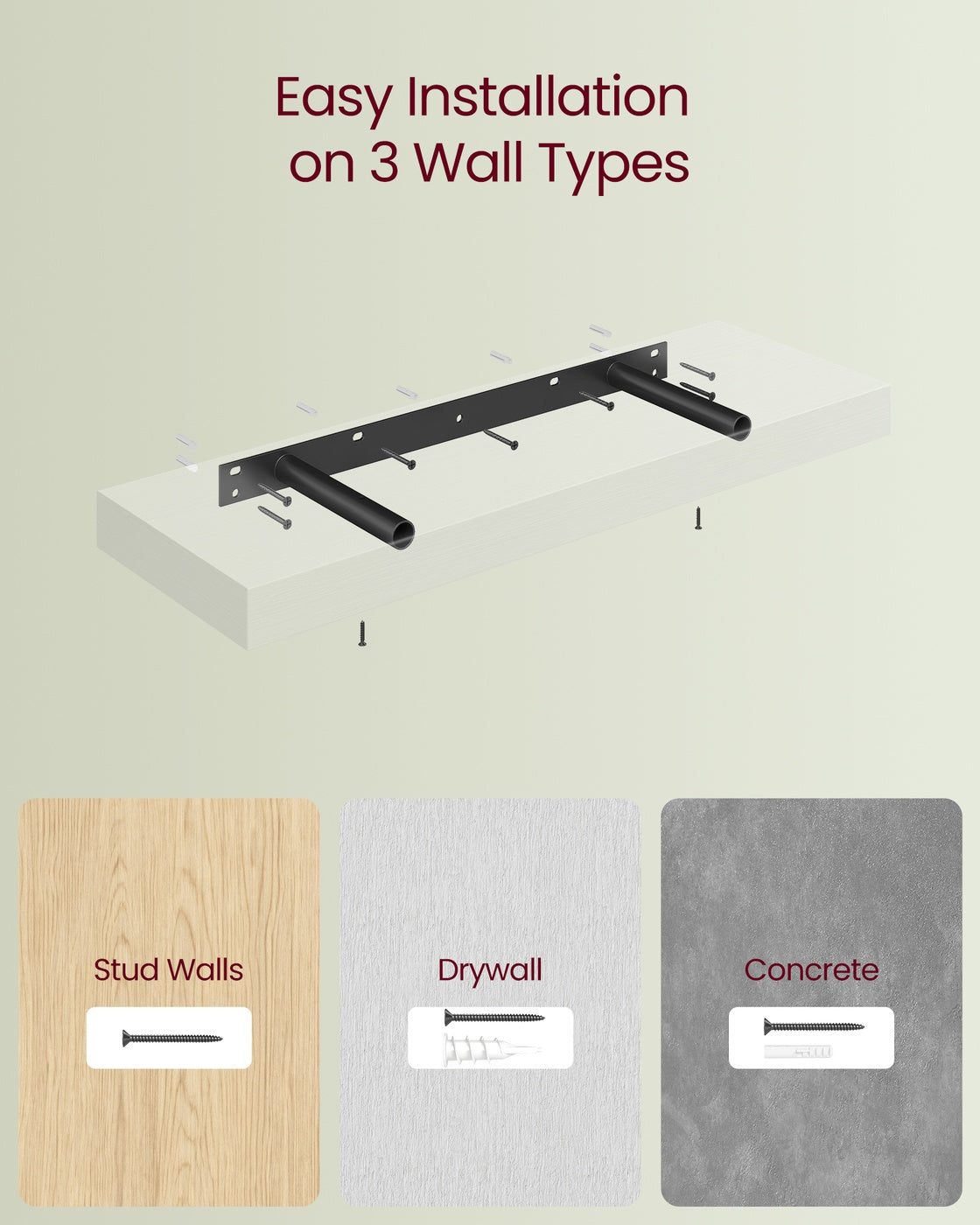 Wall Shelf Floating Shelf - MDF and Steel - Snow White